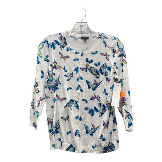 Sweater Cardigan By Talbots In Blue & White, Size:Mp