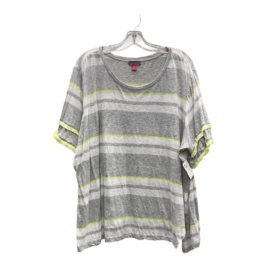 Top Ss By Vince Camuto In Grey & Yellow, Size:3X