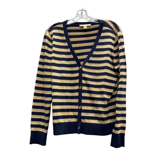 Sweater Cardigan By Michael By Michael Kors In Blue & Gold, Size:L