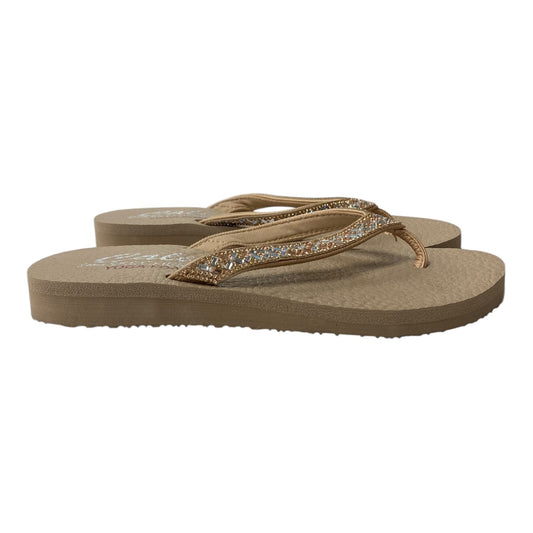 Sandals Flip Flops By Skechers In Tan, Size:9