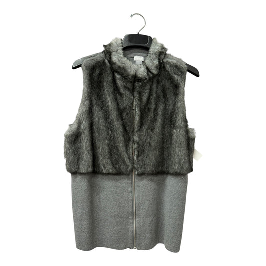 Vest Faux Fur & Sherpa By Chicos In Grey, Size:L