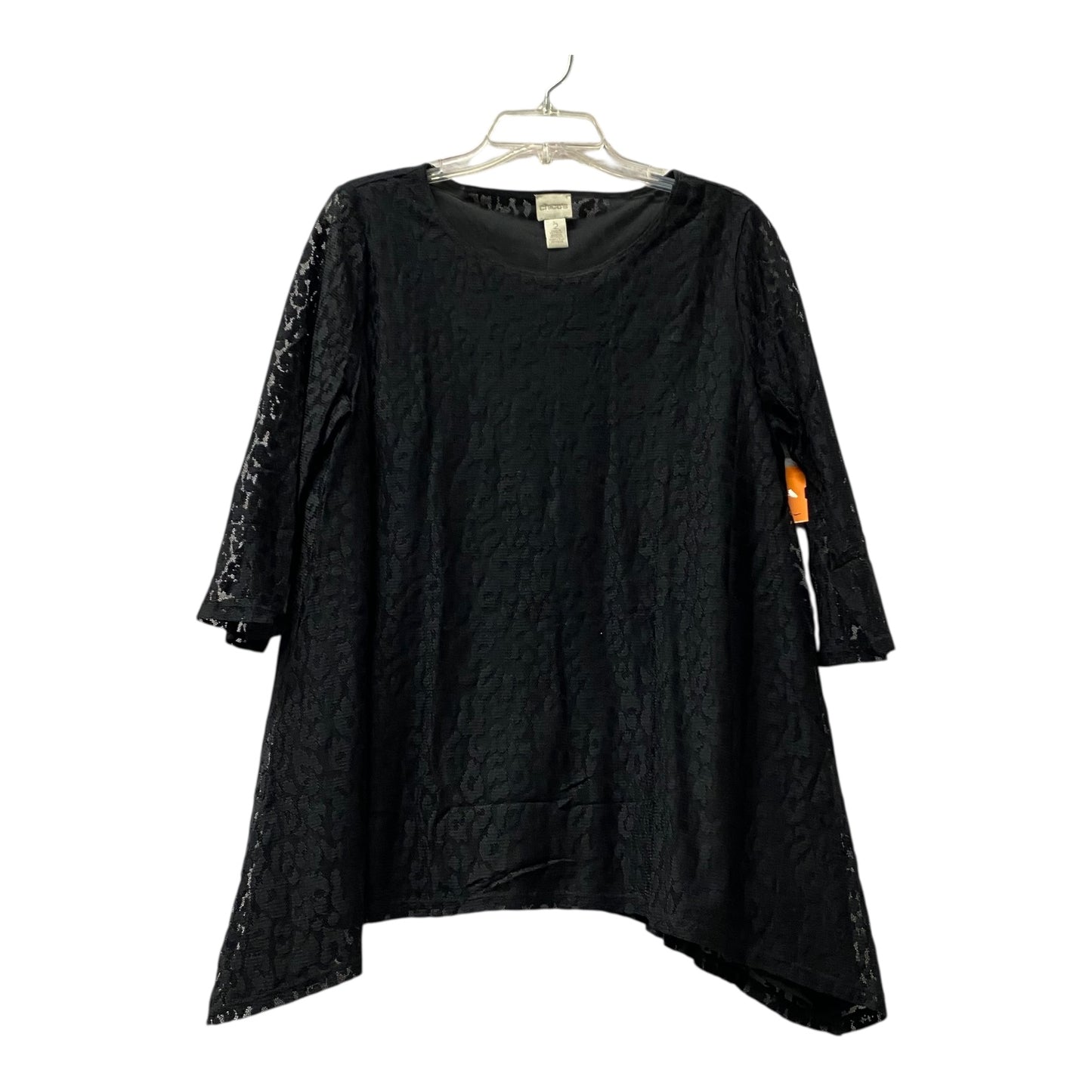 Top 3/4 Sleeve By Chicos In Black, Size:L