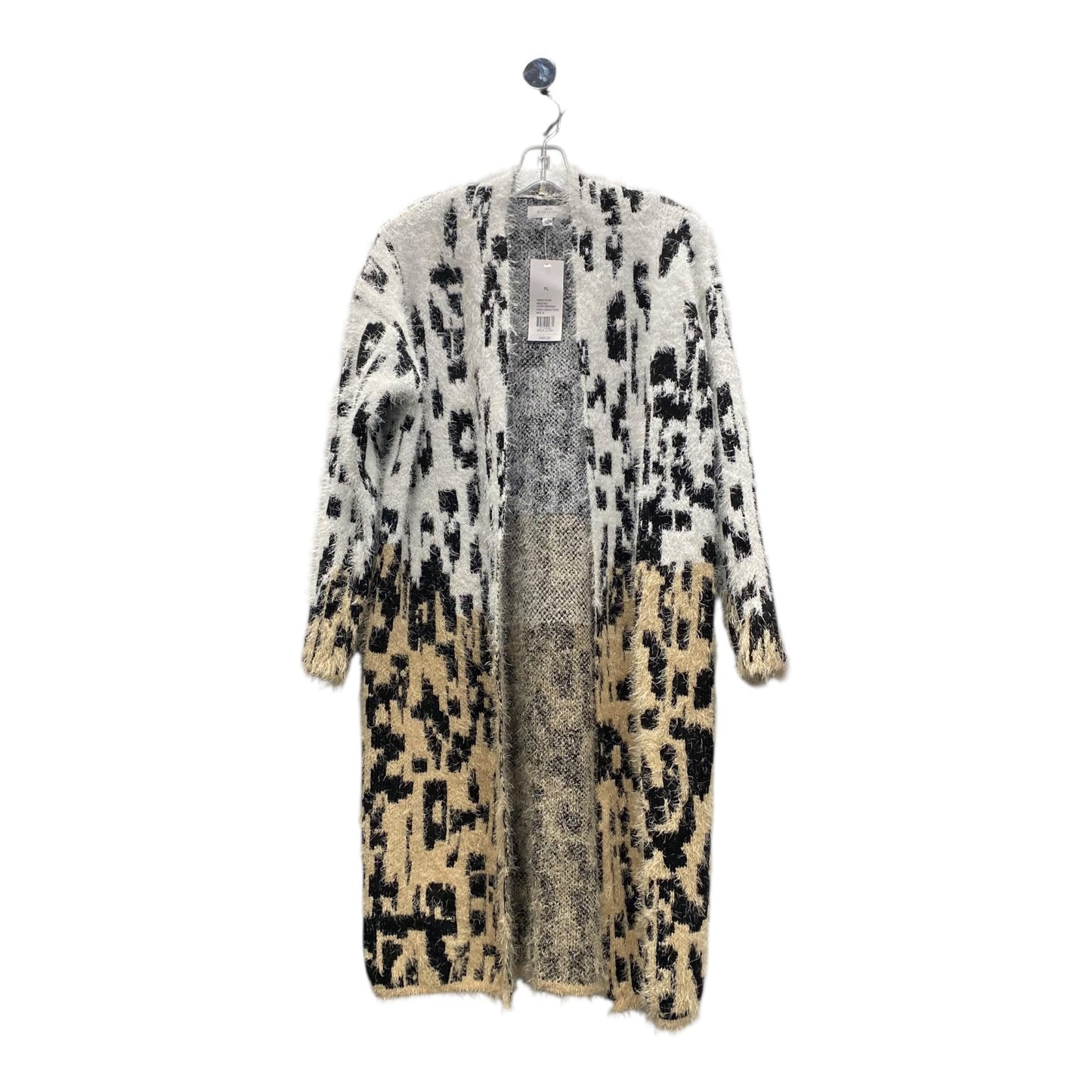 Sweater Cardigan By New Directions In Black & White, Size:Lp