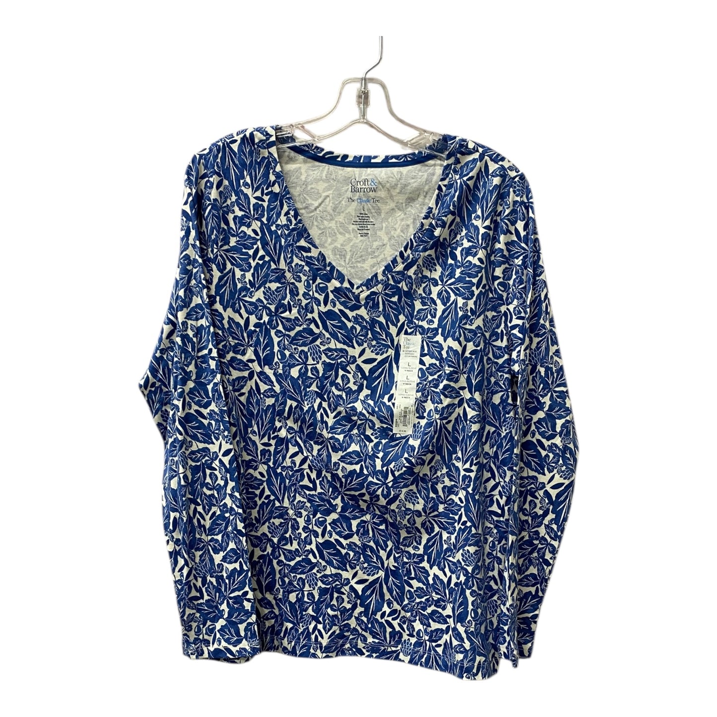 Top Ls Basic By Croft And Barrow In Blue & White, Size:L