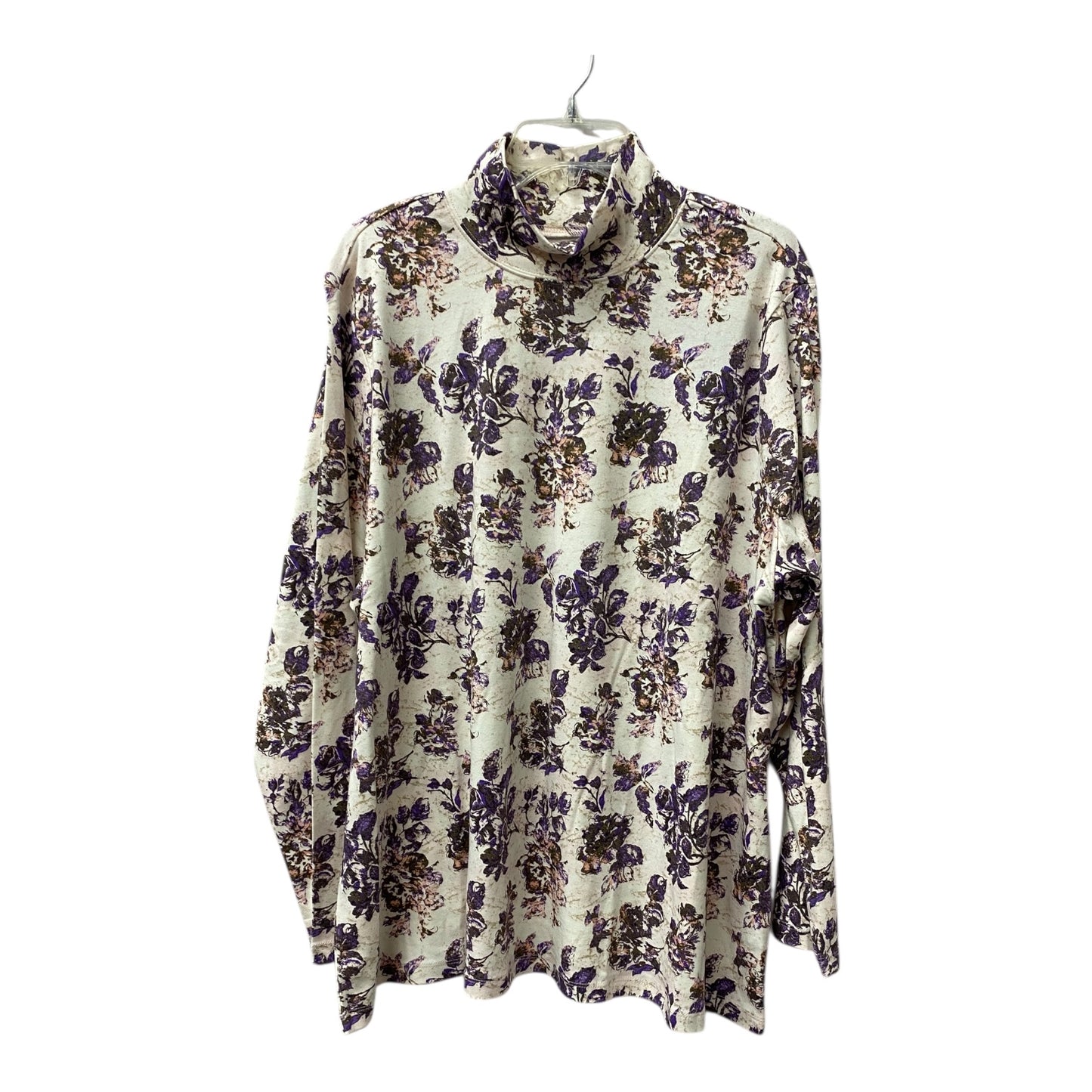 Top Ls By Laura Scott In Purple & Tan, Size:3X