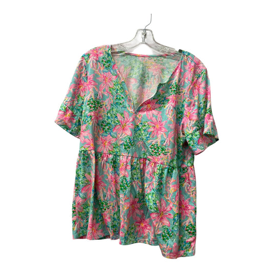 Top Ss Designer By Lilly Pulitzer In Blue & Pink, Size:L