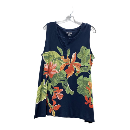 Top Sleeveless By Chicos In Blue, Size:Xl