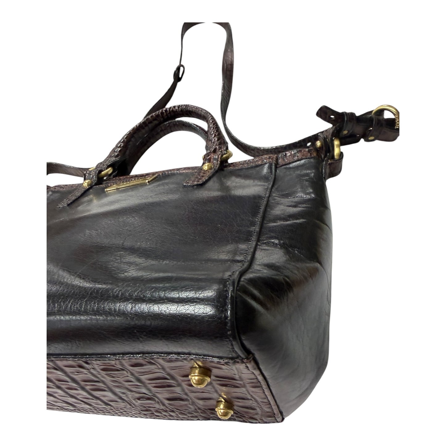 Handbag Designer By Brahmin In Black & Brown, Size:Medium
