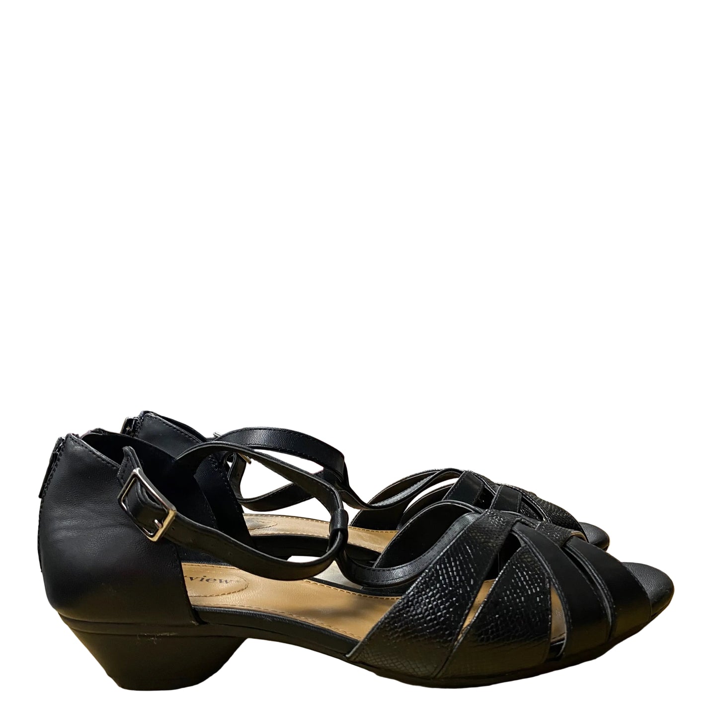 Sandals Heels Block By Comfortview In Black, Size:9