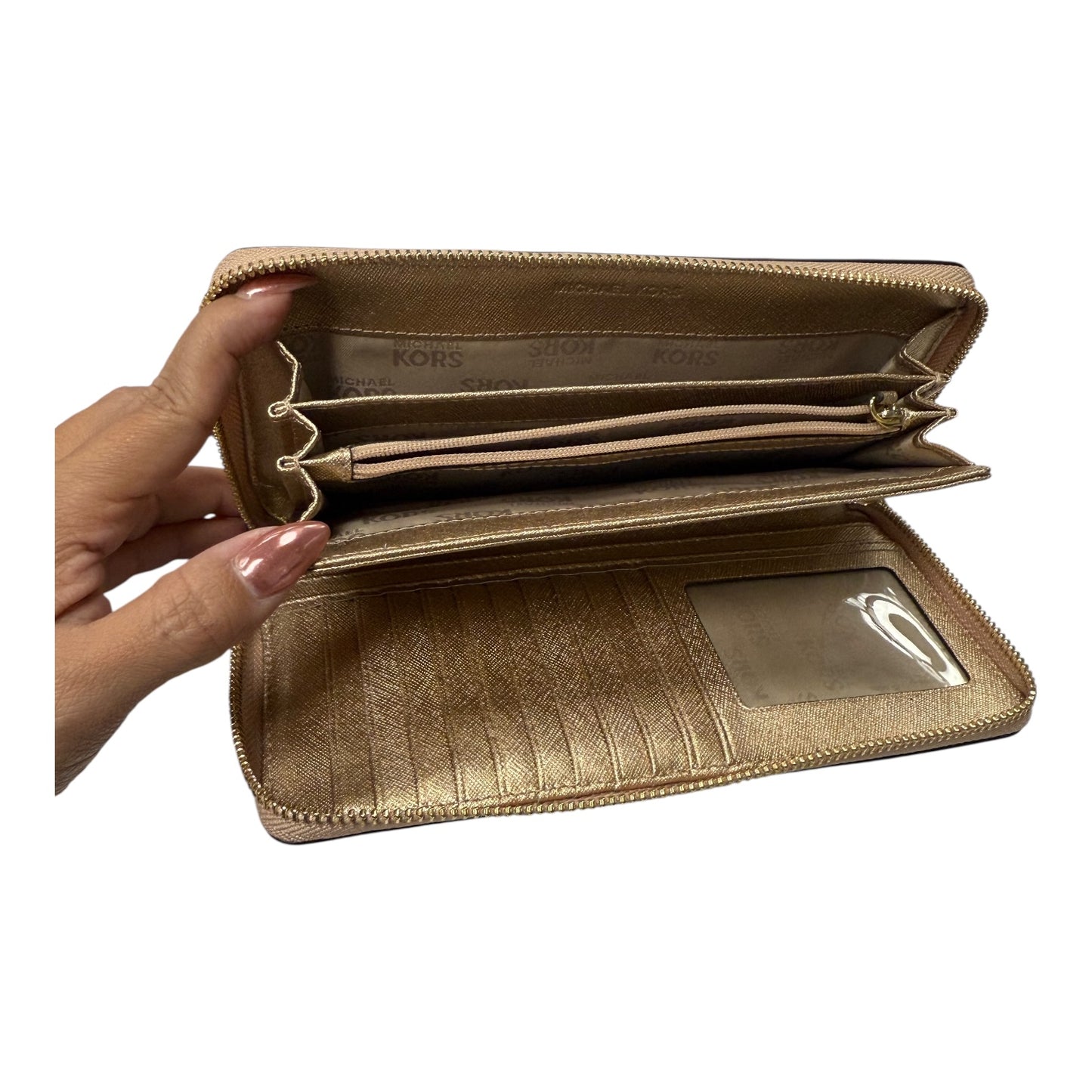 Wallet Designer By Michael Kors In Rose Gold, Size:Medium