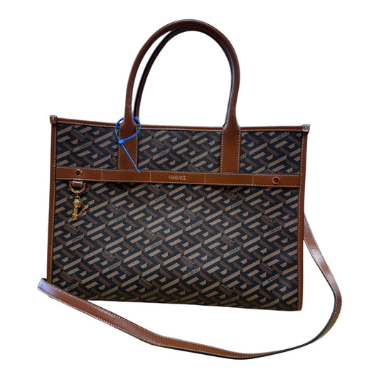 Tote Luxury Designer By Versace In Brown, Size:Medium