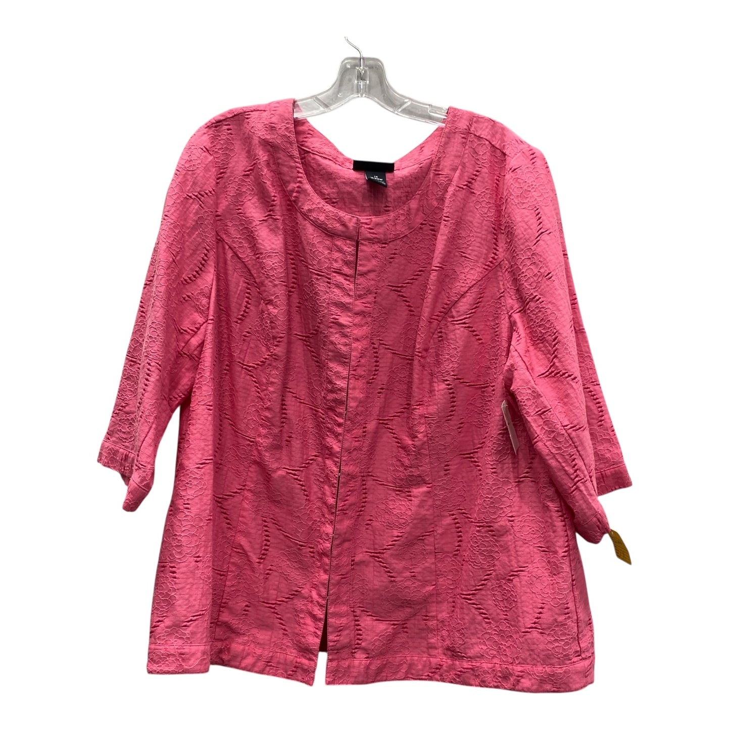 Cardigan By Maggie Barnes In Pink, Size:1X