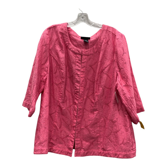 Cardigan By Maggie Barnes In Pink, Size:1X