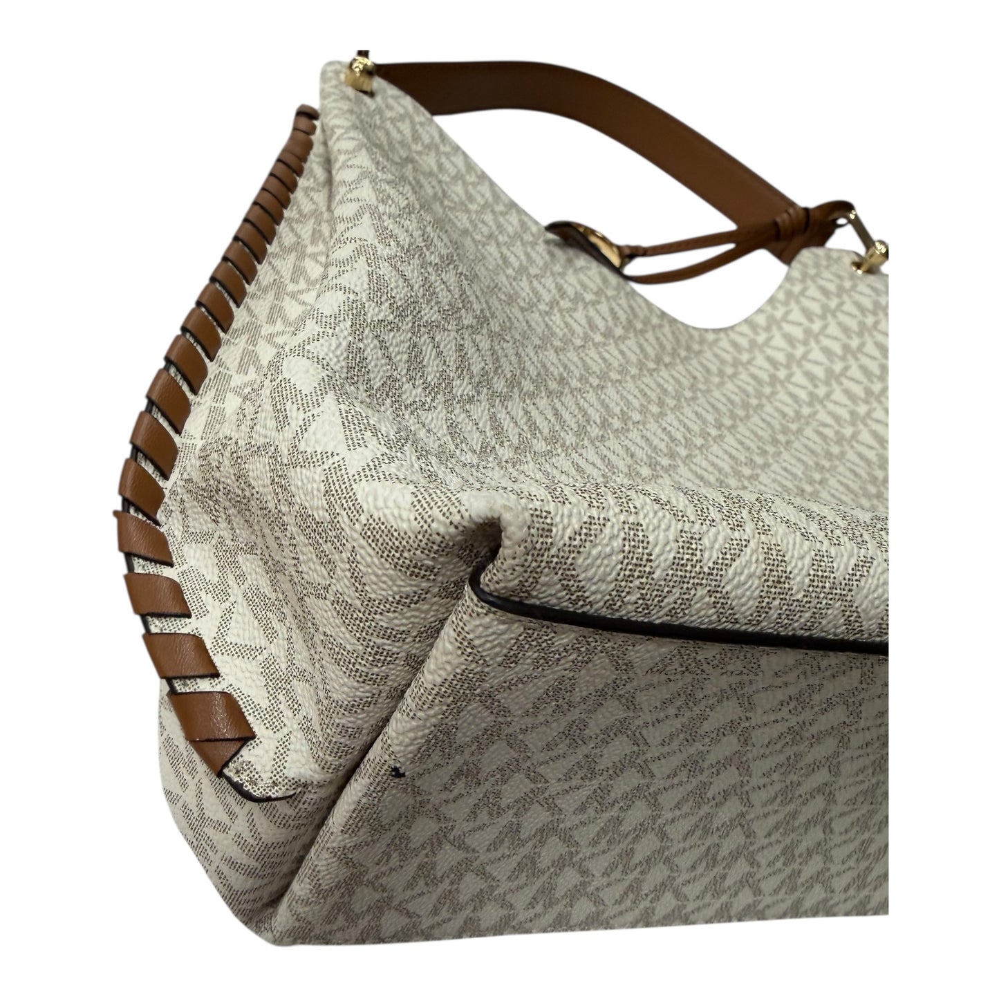 Handbag Designer By Michael Kors In Cream & Tan, Size:Medium