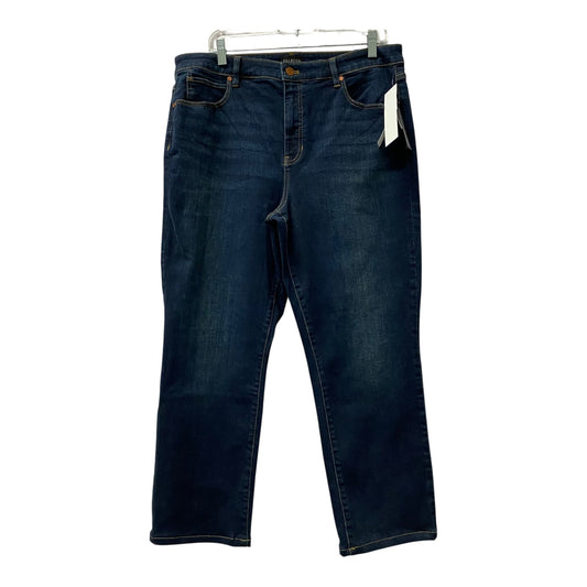 Jeans Straight By Talbots In Blue Denim, Size:16