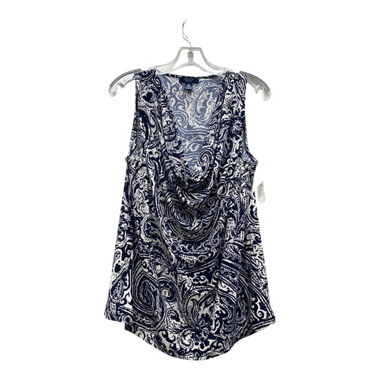 Top Sleeveless By Chaps In Blue & White, Size:2X