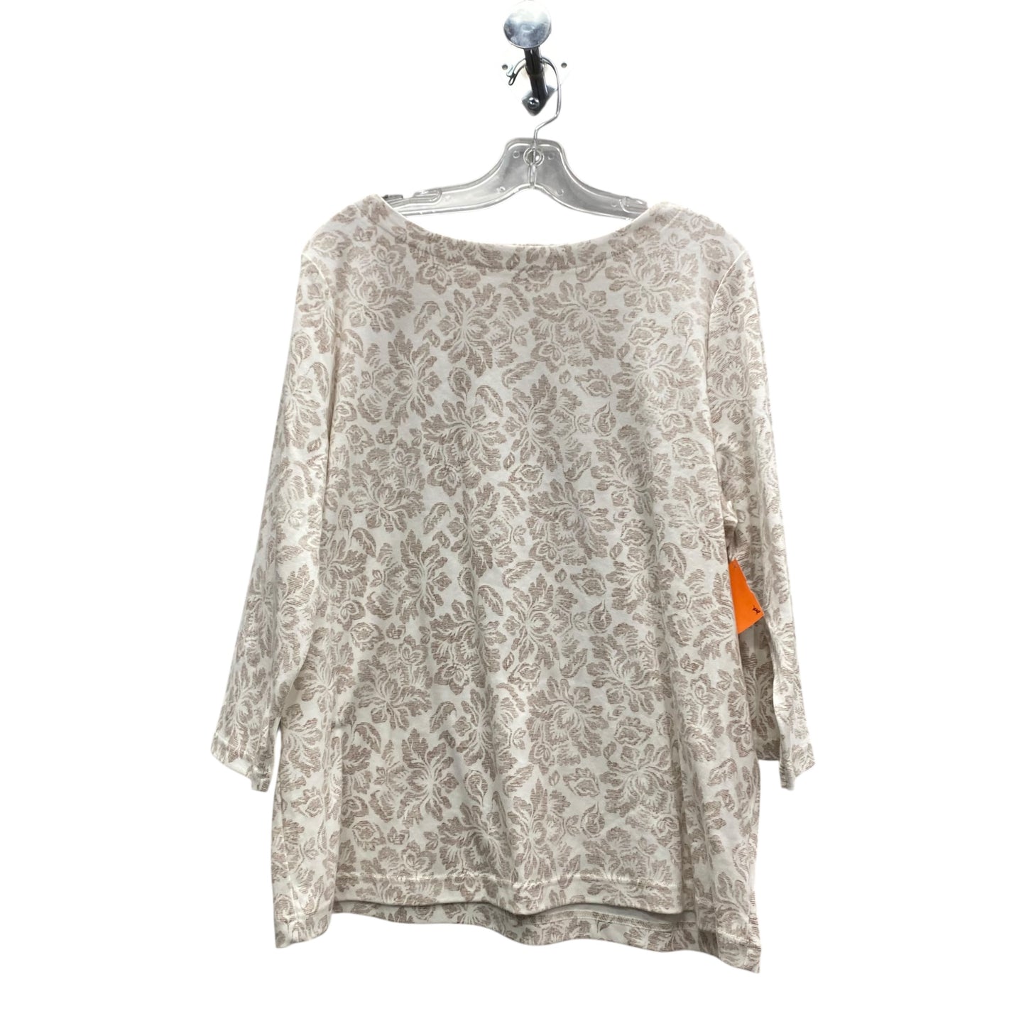 Top 3/4 Sleeve By Croft And Barrow In Brown & Cream, Size:Xxl