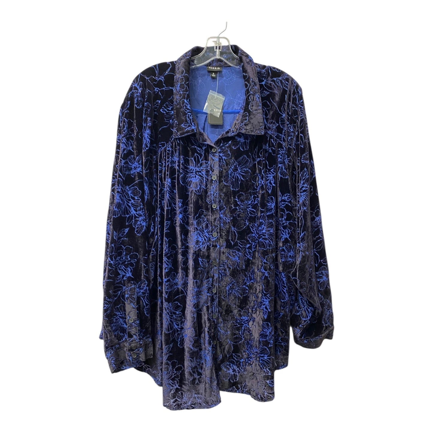 Blouse Ls By Torrid In Blue, Size:6