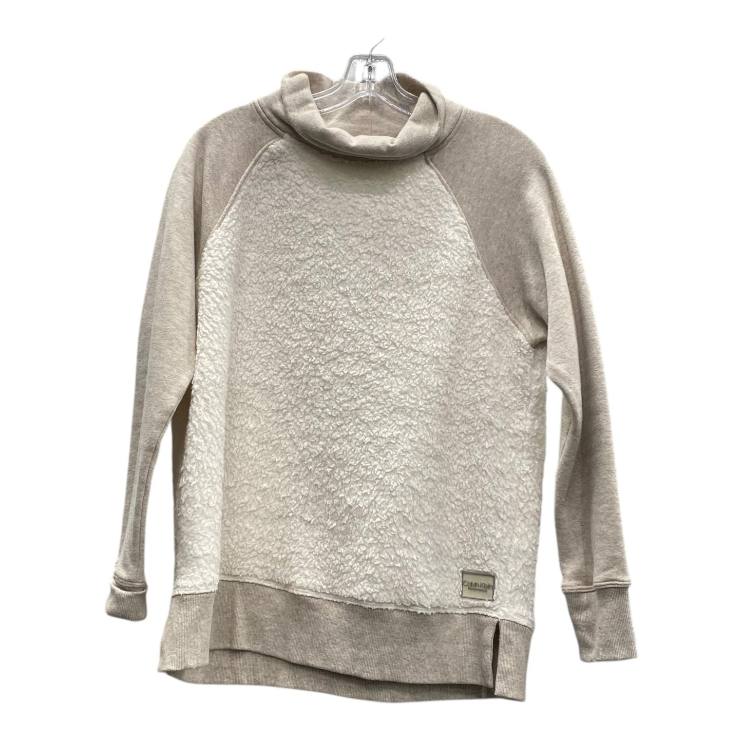 Athletic Top Ls Crewneck By Calvin Klein Performance In Tan & White, Size:S