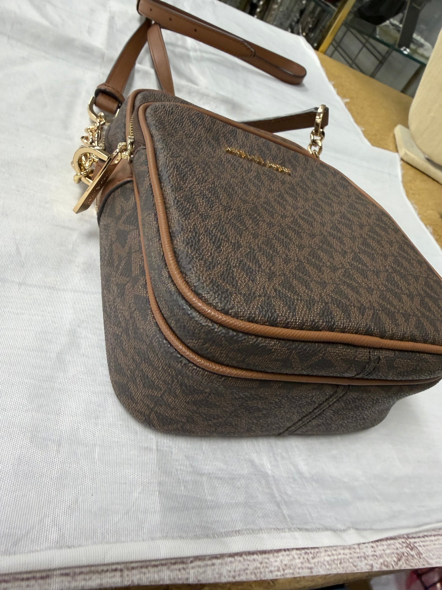 Crossbody Designer By Michael Kors In Brown, Size:Medium