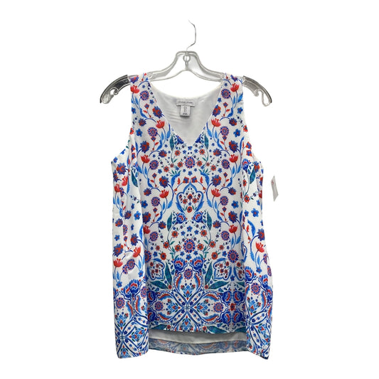 Top Sleeveless By Adrienne Vittadini In Blue & Red & White, Size:S