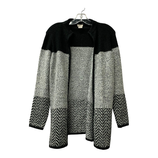 Sweater Cardigan By Chicos In Black & Grey, Size:Xsp