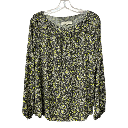 Top Ls By Loft In Grey & Yellow, Size:L