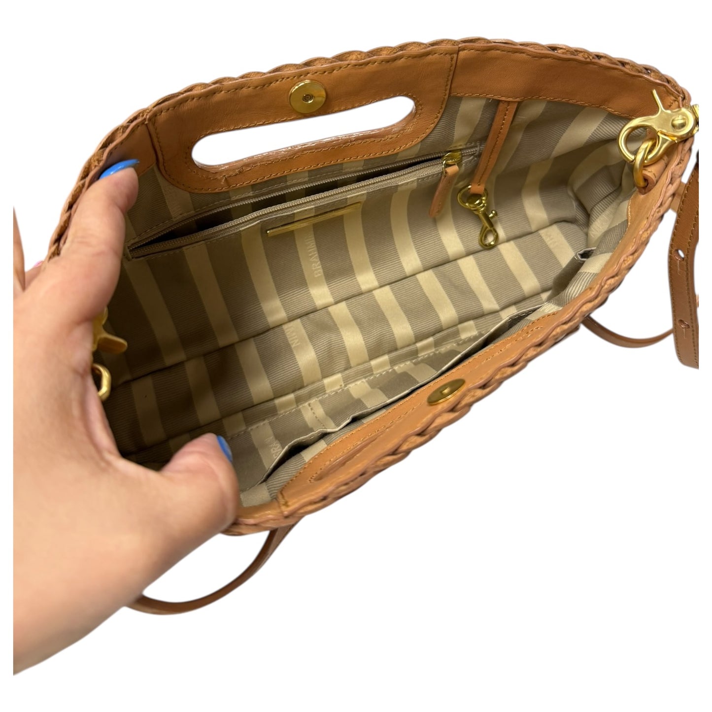 Crossbody Designer By Brahmin In Tan, Size:Medium