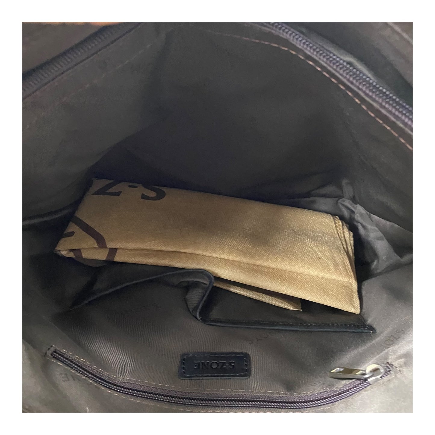 Tote Leather By s-zone  In Black, Size:Large