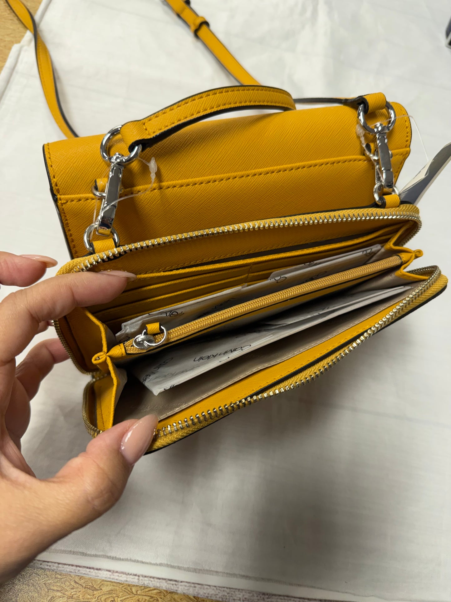 Crossbody By Calvin Klein In Yellow, Size:Small