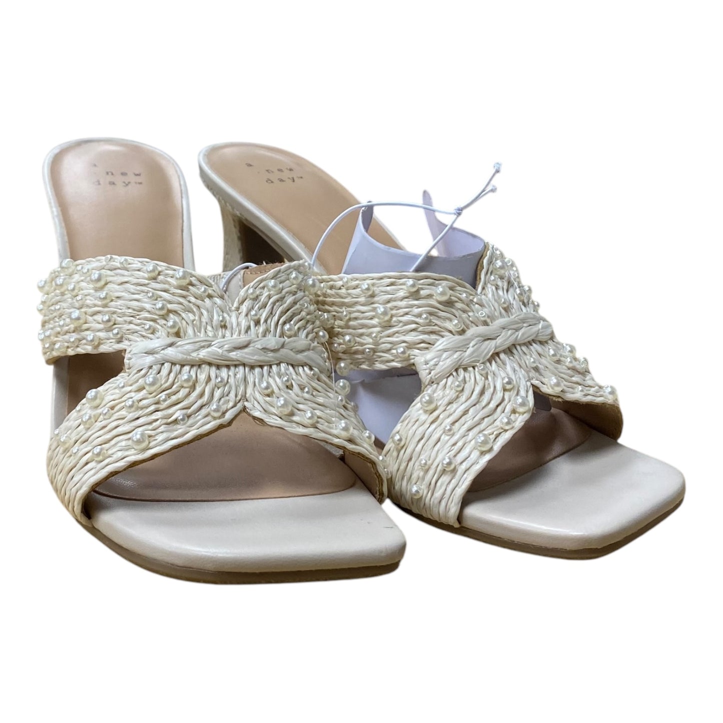 Sandals Heels Block By A New Day In Ivory, Size:9