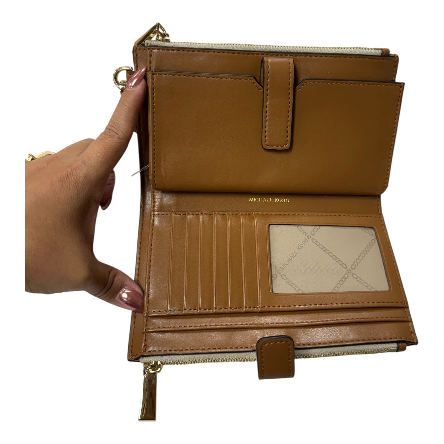 Wristlet Designer By Michael Kors In Cream, Size:Medium