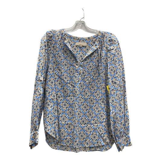 TOP LS by LOFT In BLUE & WHITE, Size: S
