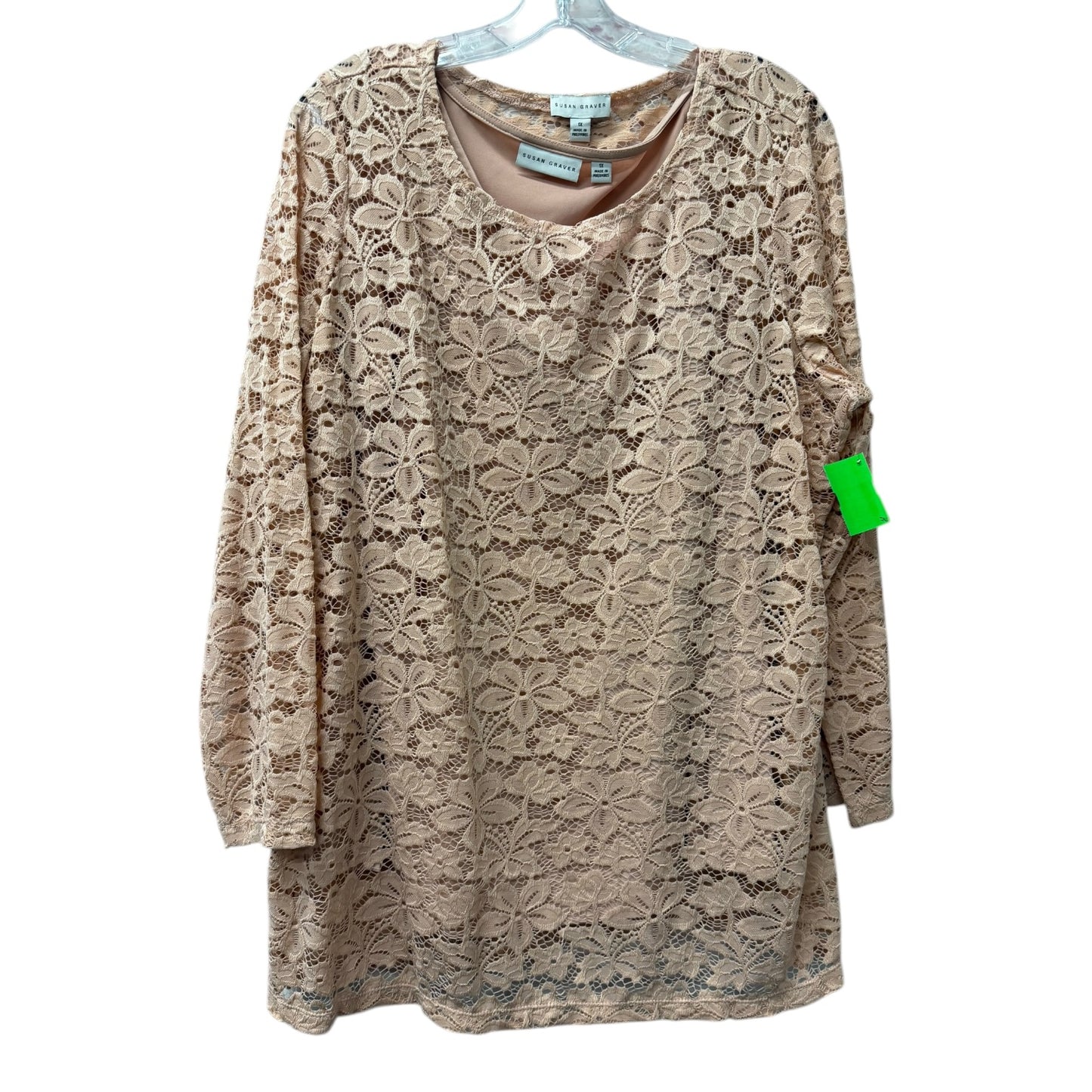 Top Ls By Susan Graver In Peach, Size:1X