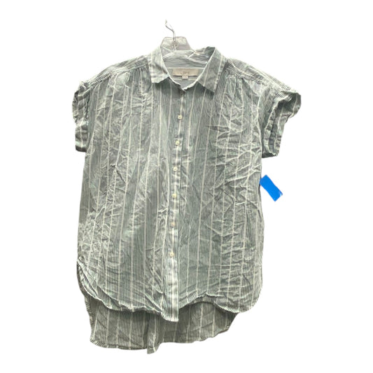 Blouse Sleeveless By Loft In Green & White, Size:M