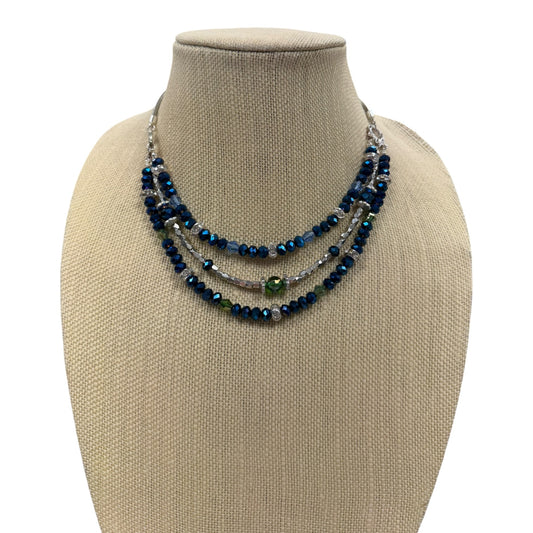 Necklace Statement By Nine West In Blue & Silver
