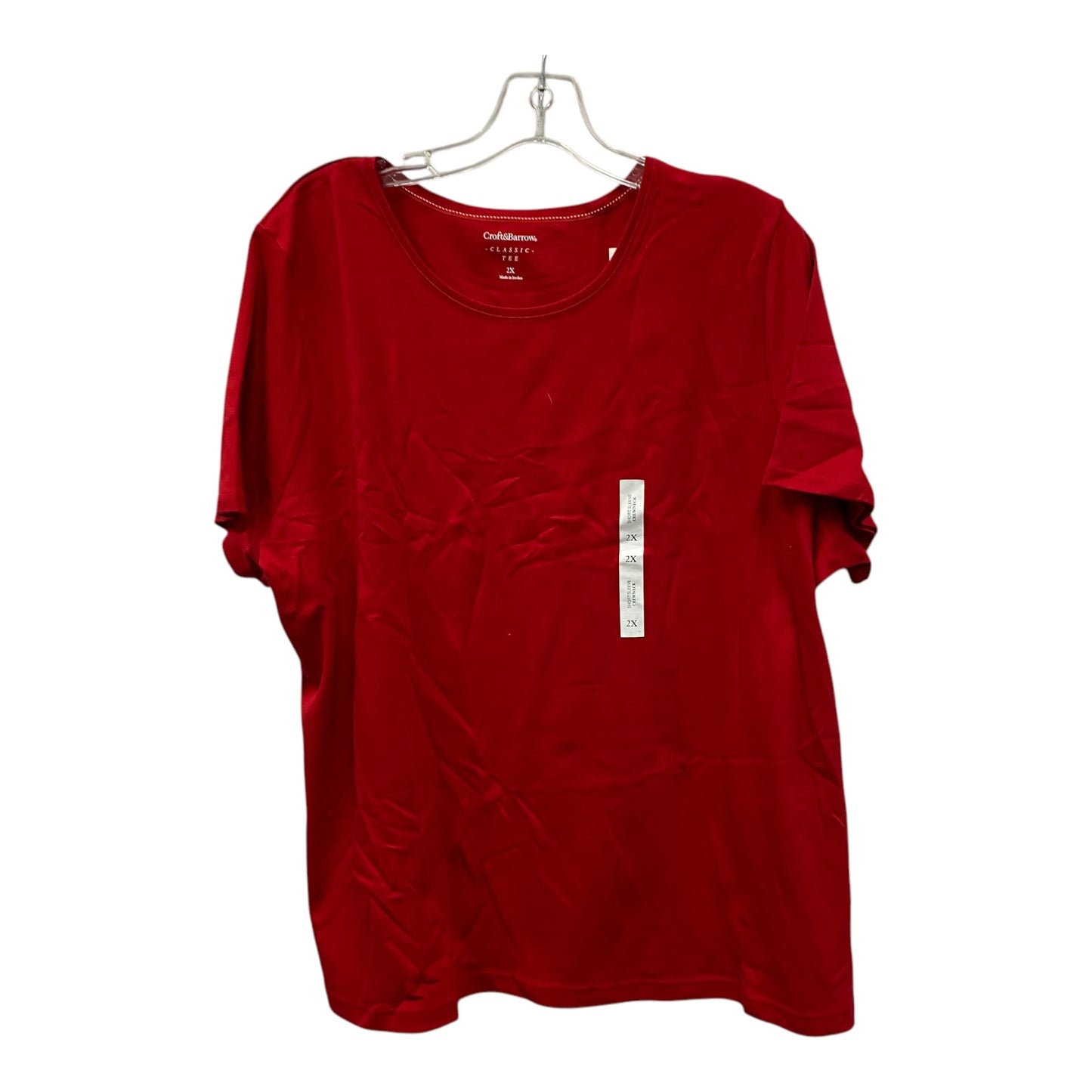 Top Ss Basic By Croft And Barrow In Red, Size:2X