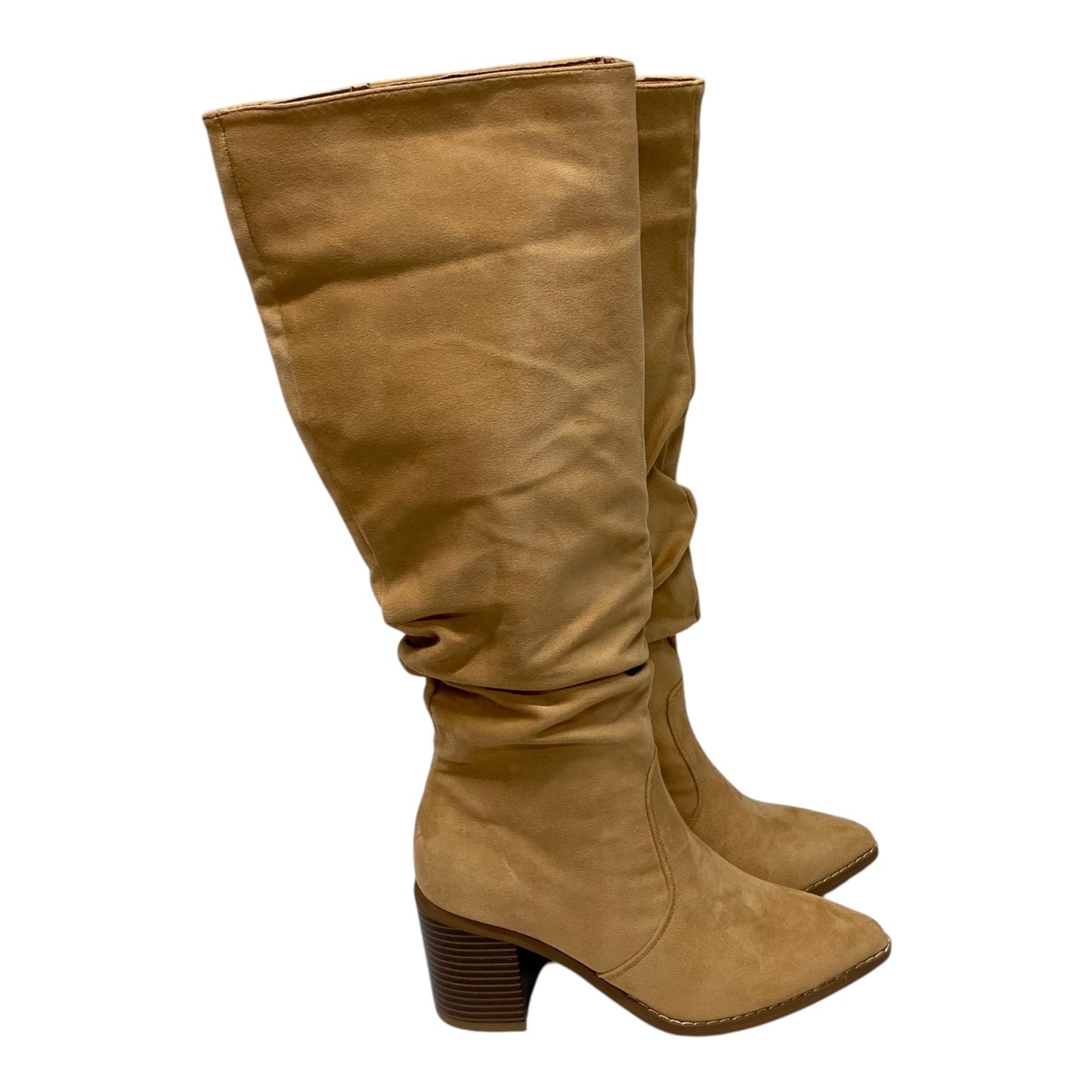 Boots Knee Heels By Cme In Tan, Size:6