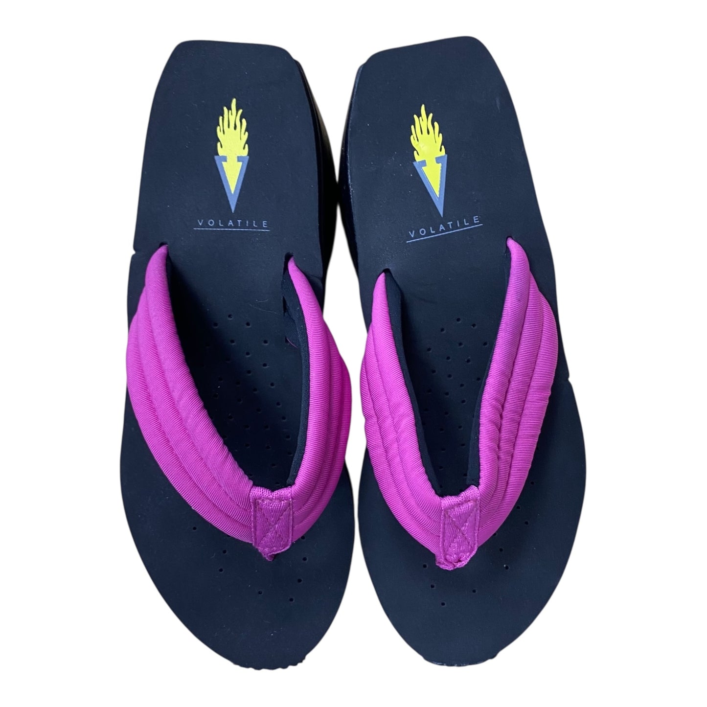 Sandals Flip Flops By Volatile In Black & Pink, Size:7