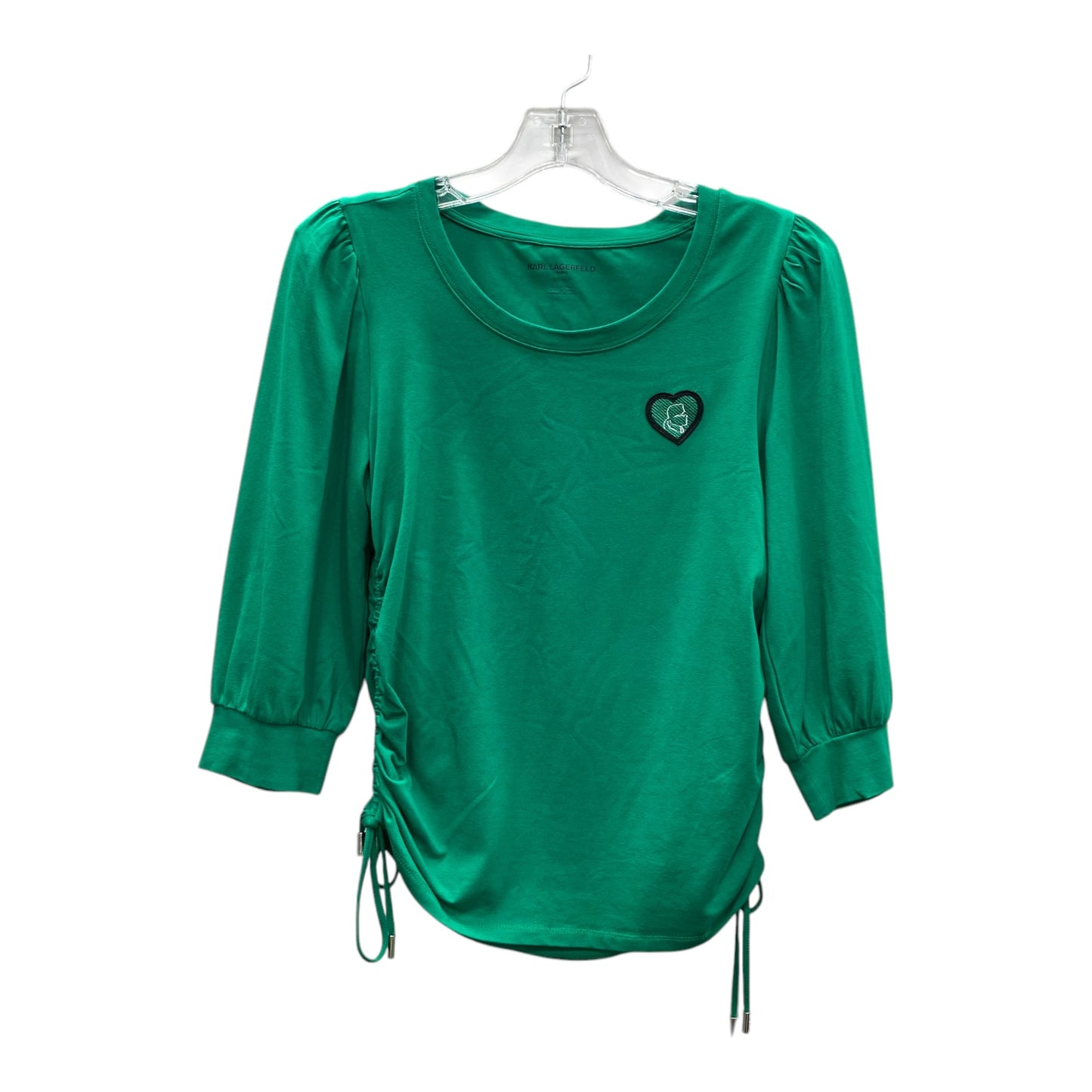 Top 3/4 Sleeve Designer By Karl Lagerfeld In Green, Size:S