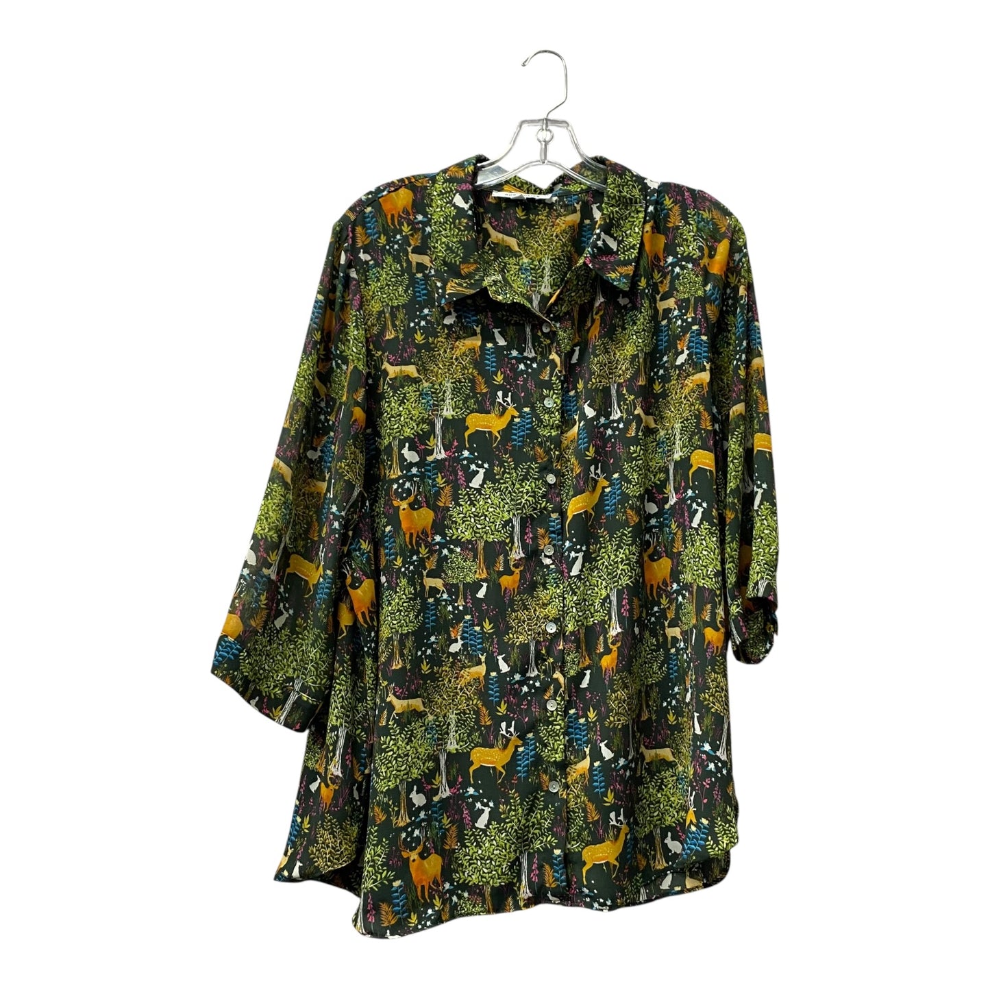 Top 3/4 Sleeve By Rose And Olive In Green, Size:2X
