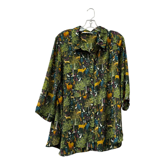 Top 3/4 Sleeve By Rose And Olive In Green, Size:2X