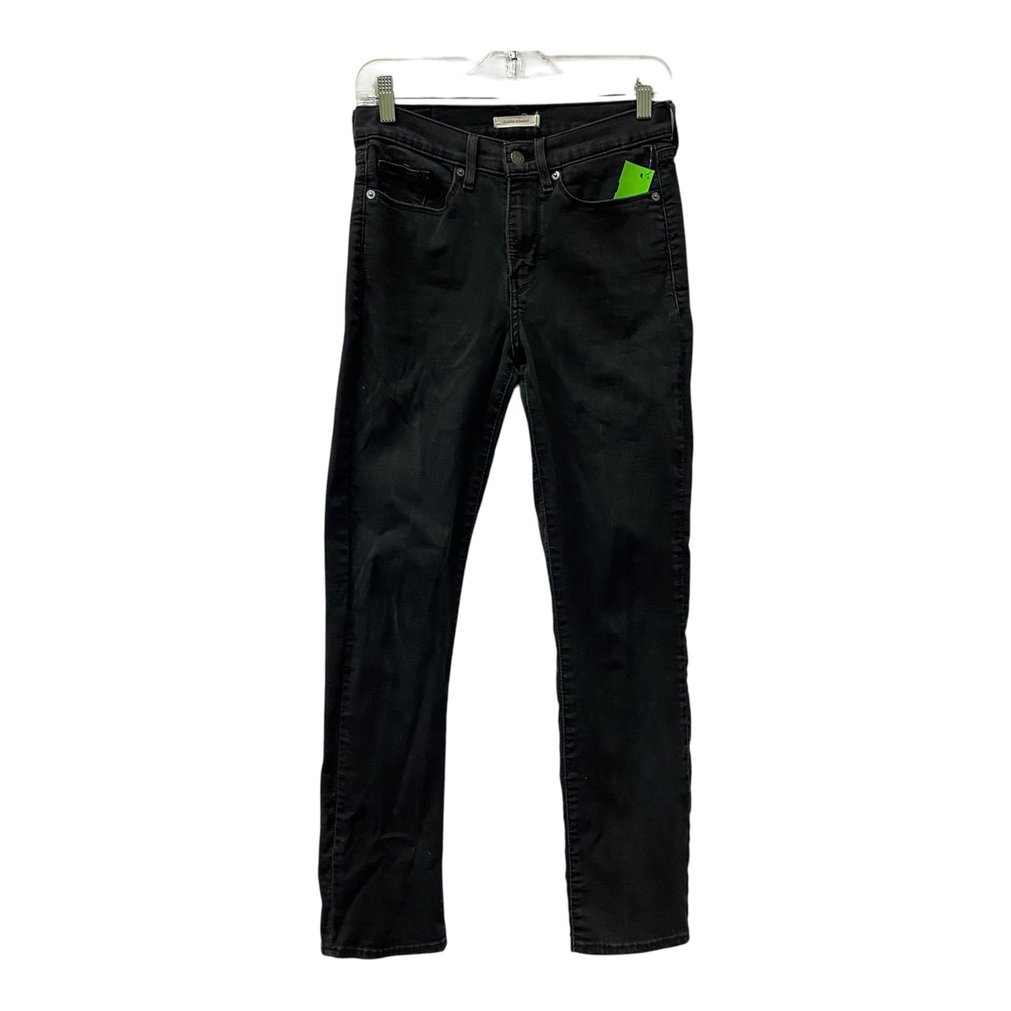 Jeans Straight By Levis In Black Denim, Size:4