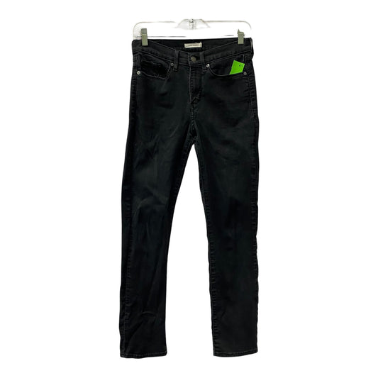 Jeans Straight By Levis In Black Denim, Size:4