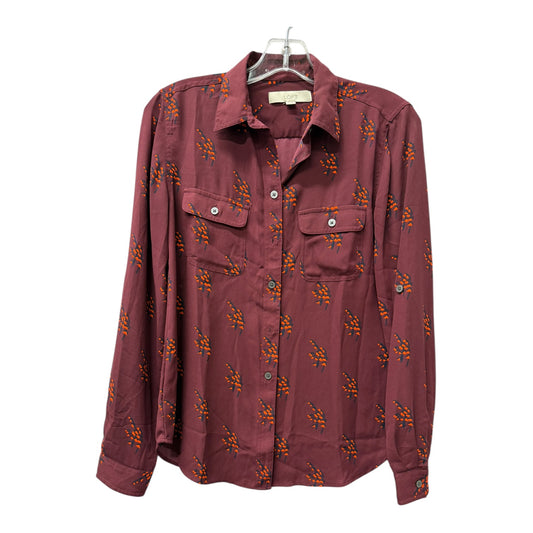 Blouse Ls By Loft In Maroon, Size:Xs