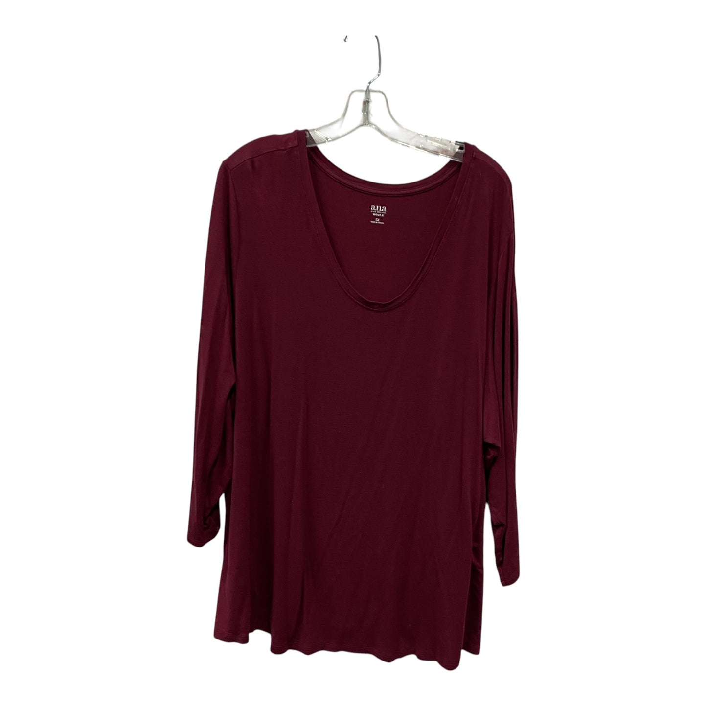 Top Ls By Ana In Maroon, Size:3X