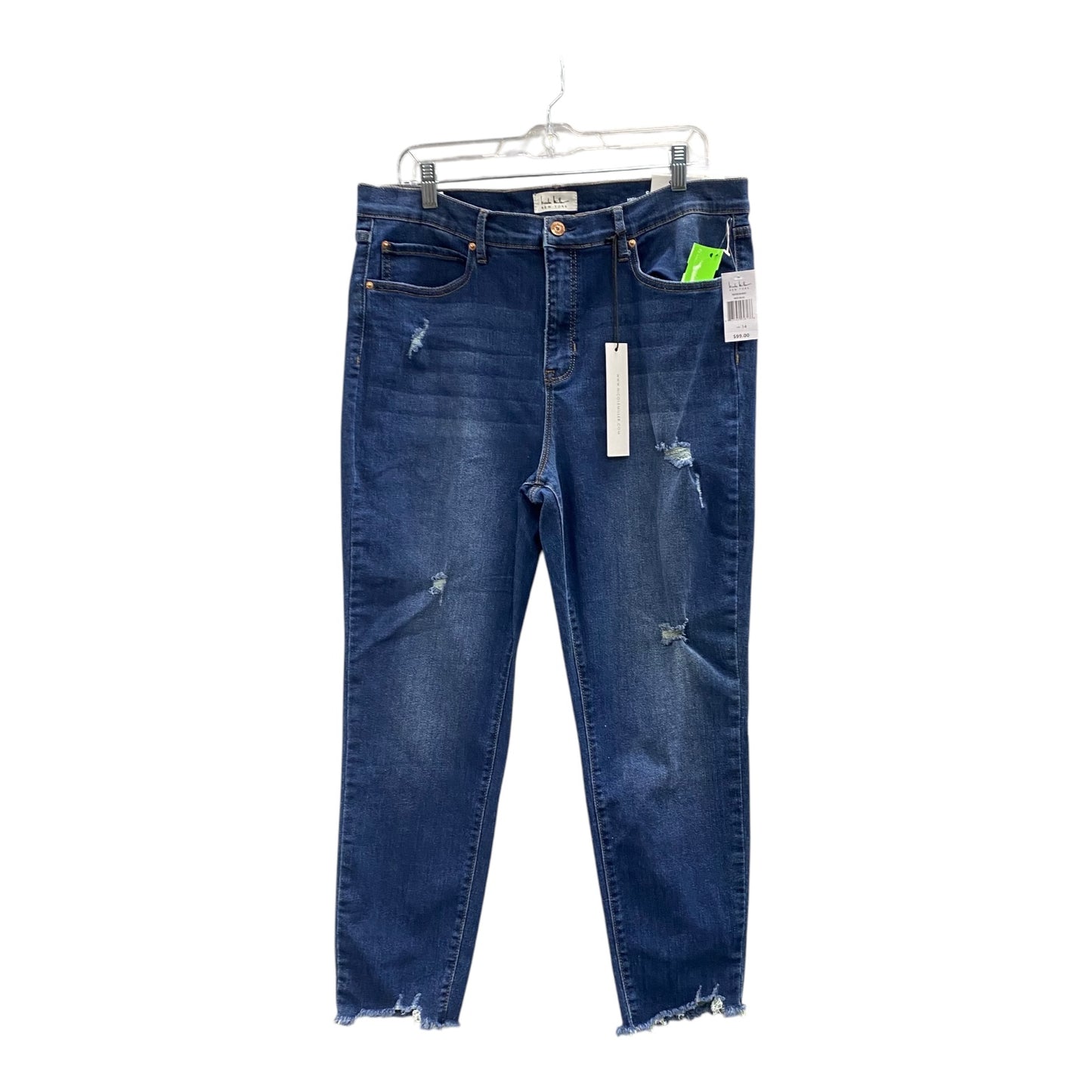 Jeans Skinny By Nicole Miller In Blue Denim, Size:14