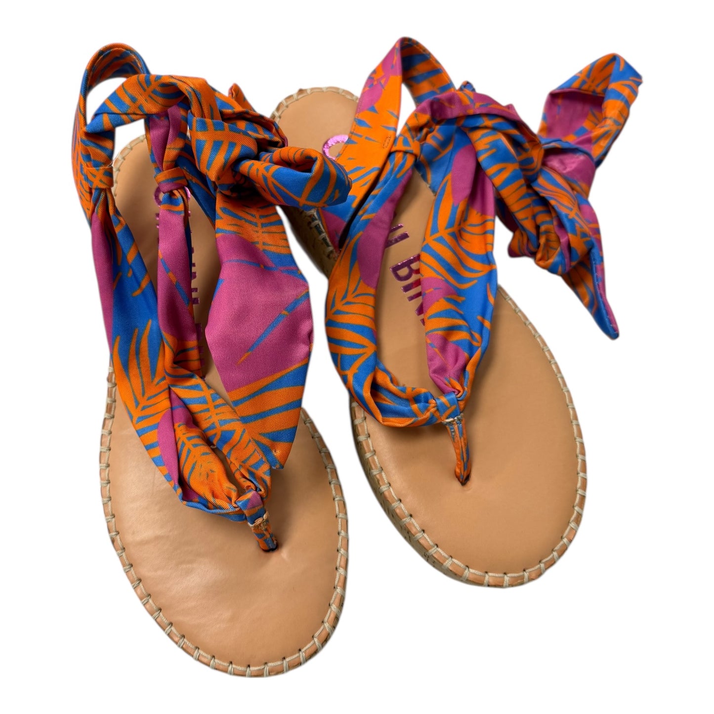 Sandals Heels Wedge By Giani Bernini In Orange & Pink, Size:7.5