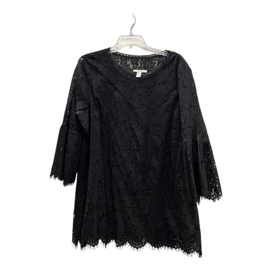 Top 3/4 Sleeve By Isaac Mizrahi Live Qvc In Black, Size:Xl