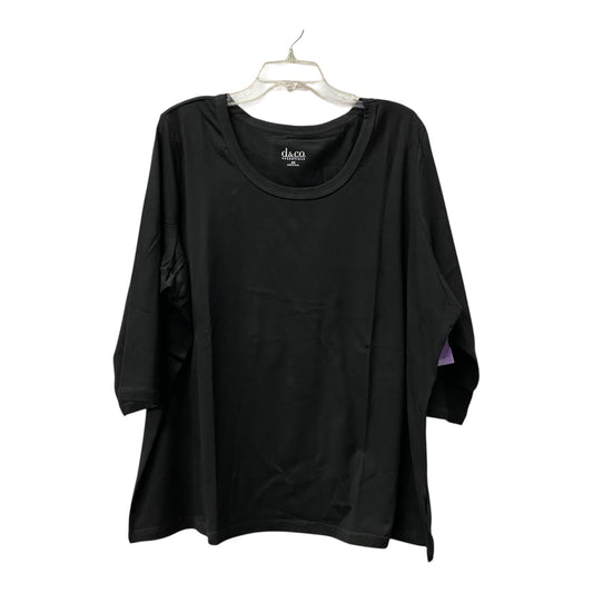 Top 3/4 Sleeve Basic By Denim And Company In Black, Size:2X